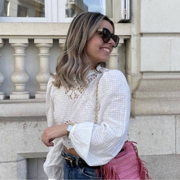 🦋 Bloggers Favorite 🦋 NWT Zara Embroidered Top Size L - Picture 14 of 16